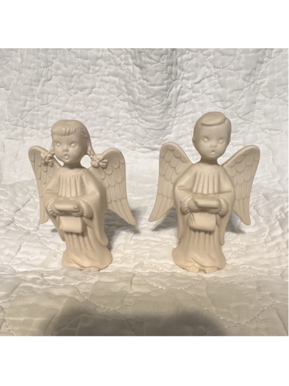 Set of 2 Ceramic Angel Figurines Ready to Paint DIY Craft Arts & Crafts Project